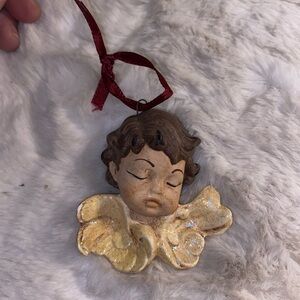 Scioto 1988 Vintage Cherub Ornament Hand-Painted Ceramic Angel Decoration